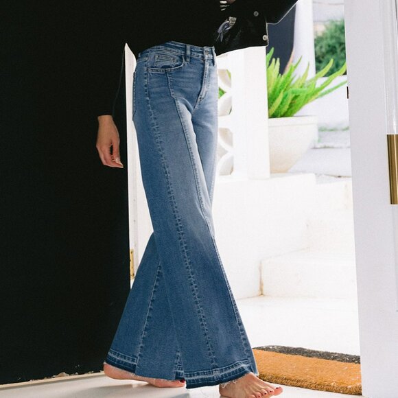 NWT Flying Monkey Super High Rise Split Seam Wide Leg Jeans - Picture 1 of 10
